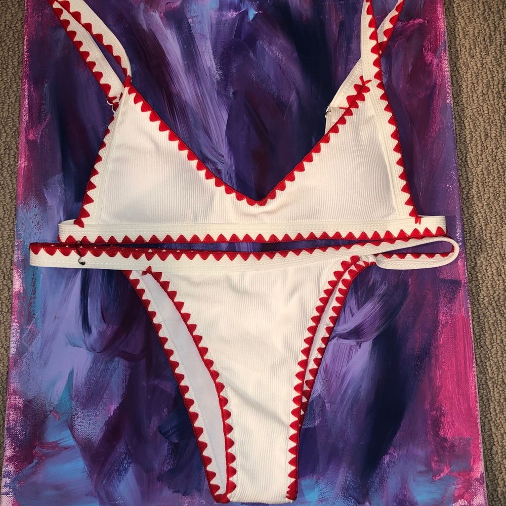 NWOT Red and White Contrast Swimsuit